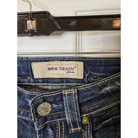 MEK Boulder BootCut Jeans 25x31 Y2K VTG Embroidered Flap Pocket  Distressed HEMD - Picture 6 of 12